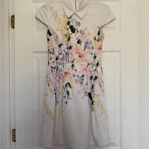 Elegant TED BAKER FLORAL CHARSY PONTE Floral Collared Dress